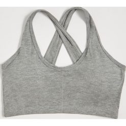 Sportowy top - Szary. Szare topy damskie Sinsay, s, bez wzorów, bez kołnierzyka. Za 19,99 zł.
