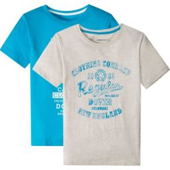 T-shirty chłopięce: T-shirt (2 szt.) bonprix turkusowy + naturalny melanż