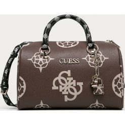 Guess Jeans - Torebka. Brązowe kuferki damskie Guess Jeans, w paski, z bawełny, na ramię, bez dodatków. Za 729,90 zł.
