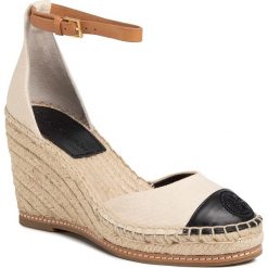Espadryle TORY BURCH - Color Block 85mm Wedge Espadrille 65103 Cream/Perfect Black 113. Brązowe espadryle damskie Tory Burch, na co dzień, bez wzorów, ze skóry, bez obcasa, na koturnie, bez zapięcia. Za 1149,00 zł.