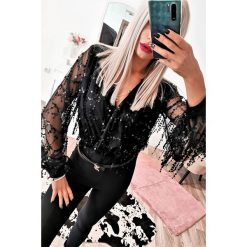 Bluzka body TALOZA. Czarne bluzki damskie Bluzka body TALOZA, s, bez wzorów, eleganckie, bez kołnierzyka, bez rękawów. W wyprzedaży za 89,00 zł.