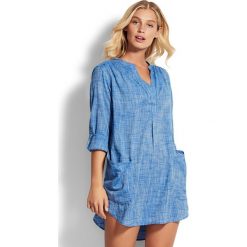 Koszula plażowa Seafolly Boyfriend 52815-TO. Koszule damskie Seafolly, na plażę, bez wzorów, bez kołnierzyka, bez rękawów. Za 289,00 zł.