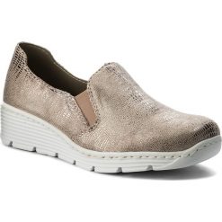 Półbuty RIEKER - 587B0-62 Beige. Brązowe półbuty damskie Rieker, z materiału. Za 199,00 zł.