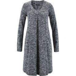 Długie sukienki: Sukienka shirtowa, długi rękaw bonprix czarny melanż