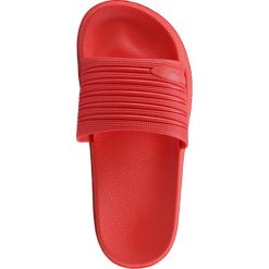 Klapki basenowe damskie KLD200 - czerwony. Czerwone klapki damskie marki 4f, bez wzorów, z materiału, bez obcasa. Za 59,99 zł.