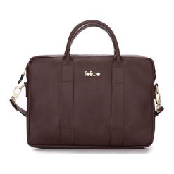SKÓRZANA TORBA NA LAPTOPA BORDO NICOLE. Pomarańczowe torby na laptopa FeliceGold, w paski, z bawełny, eleganckie. Za 399,00 zł.