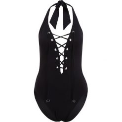 Stroje jednoczęściowe: Seafolly ACTIVE LACE UP HALTER MAILLOT Kostium kąpielowy black