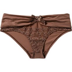 Figi "panty" bonprix czekoladowy. Pomarańczowe majtki damskie bonprix, w koronkowe wzory, z koronki. Za 34,99 zł.