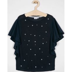 Blukids - Top dziecięcy 140-170 cm. Niebieskie bluzki dziewczęce Blukids, bez wzorów, z bawełny, z okrągłym kołnierzem, z krótkim rękawem, krótkie, bez kaptura. Za 59,90 zł.