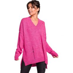 Sweter z dziurami - różowy. Różowe swetry damskie BE, s, bez wzorów, prążkowane, bez rękawów, bez kaptura. W wyprzedaży za 149,00 zł.