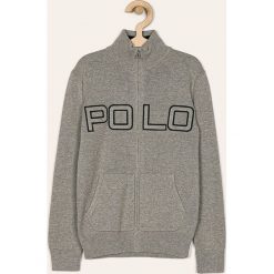 Polo Ralph Lauren - Kardigan dziecięcy 134-176 cm. Szare swetry chłopięce Polo Ralph Lauren, bez wzorów, z bawełny, krótkie, bez kaptura. W wyprzedaży za 419,90 zł.