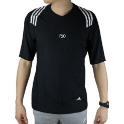 Adidas AZ F50 Tr Tee F82036 t-shirt męskie czarne M. Czarne t-shirty męskie Adidas, m, w paski, z poliesteru, klasyczne, z klasycznym kołnierzykiem, krótkie. W wyprzedaży za 69,99 zł.