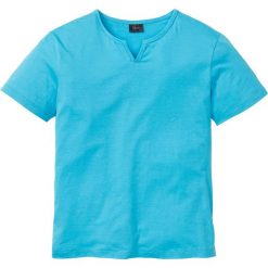 T-shirt bonprix turkusowy. Niebieskie koszulki męskie bonprix, s, bez wzorów, z bawełny, bez kołnierzyka, bez rękawów. Za 29,99 zł.