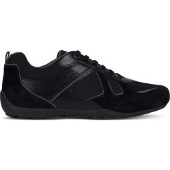 Skórzane sneakersy w kolorze czarnym. Czarne trampki męskie Geox Adult, na sznurówki. W wyprzedaży za 204,95 zł.