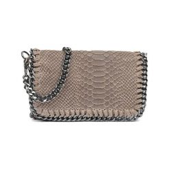 Torebki klasyczne damskie: Skórzana torebka w kolorze beżowym – (S)22 x (W)15 x (G)6 cm