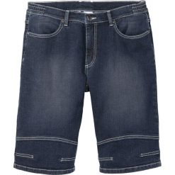 Bermudy dżinsowe ze stretchem ze specjalnym krojem pasa bonprix ciemnoniebieski "used". Niebieskie jeansy męskie bonprix, m, bez wzorów, z jeansu. Za 89,99 zł.