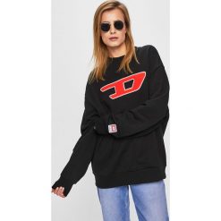 Diesel - Bluza. Czarne bluzy damskie Diesel, s, z nadrukiem, z bawełny, bez rękawów, bez kaptura. W wyprzedaży za 399,90 zł.