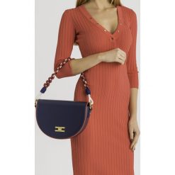 TOREBKA Elisabetta Franchi. Niebieskie torebki worki damskie Elisabetta Franchi, w paski, ze skóry ekologicznej, do ręki, z tłoczeniem, z aplikacjami. Za 1039,00 zł.
