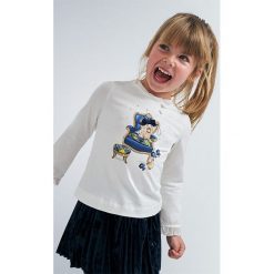 Mayoral - Longsleeve dziecięcy 92-134 cm. Niebieskie bluzki dziewczęce Mayoral, z nadrukiem, z elastanu, z okrągłym kołnierzem, z długim rękawem, długie, bez kaptura. Za 74,90 zł.