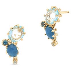 Kolczyki Złote - złoto 750, Topaz london blue,blue topaz. Żółte kolczyki damskie W.KRUK, z topazem, złote. Za 6290,00 zł.