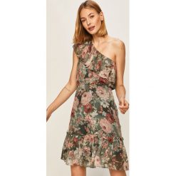 Answear - Sukienka Answear Lab. Sukienki damskie ANSWEAR, na co dzień, s, w kwiaty, z poliesteru, casualowe, z asymetrycznym kołnierzem, bez rękawów, mini, asymetryczne. Za 129,90 zł.