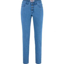 Wygodne dżinsy ze stretchem Slim Fit bonprix niebieski. Niebieskie jeansy damskie bonprix, bez wzorów, z jeansu. Za 74,99 zł.