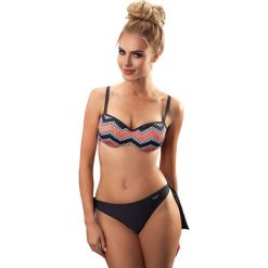Stroje dwuczęściowe damskie: Bikini w kolorze grafitowo-biało-łososiowym