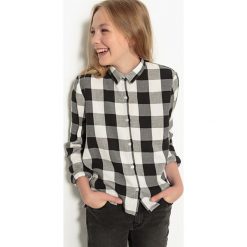 Koszula w kratę, 10-16 lat. Szare bluzki dziewczęce marki La Redoute Collections, z bawełny, z klasycznym kołnierzykiem, z długim rękawem. Za 52,88 zł.
