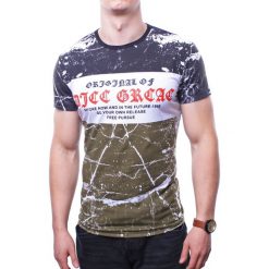 Koszulka męska t-shirt z nadrukiem zielony Recea. Zielone koszulki męskie Recea, s, z nadrukiem, z bawełny, klasyczne, bez kołnierzyka, bez rękawów. W wyprzedaży za 24,99 zł.