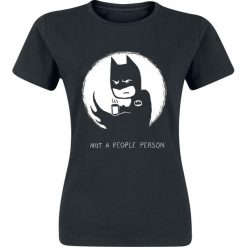 Batman Not A People Person Koszulka damska czarny. Czarne koszulki damskie marki Batman, l, z nadrukiem, z okrągłym kołnierzem, z krótkim rękawem. Za 74,90 zł.