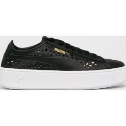 Puma - Buty Vikky Stacked Laser Cut. Czarne buty sportowe damskie Puma, bez wzorów, ze skóry, sportowe. W wyprzedaży za 239,90 zł.