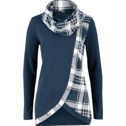Bluza w optyce 2 w 1 bonprix ciemnoniebieski w kratę. Niebieskie bluzy damskie bonprix, bez wzorów, bez rękawów, bez kaptura. Za 109,99 zł.
