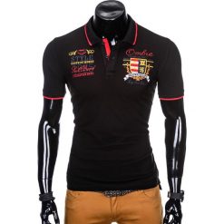 Koszulka męska polo z nadrukiem S907 - czarna. Czarne koszulki męskie Ombre Clothing, s, z nadrukiem, bez rękawów. Za 14,99 zł.