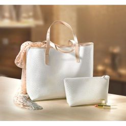 Shopper bag damskie: Torebka shopper „kroko” bonprix biały