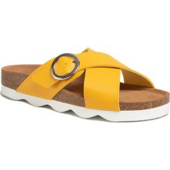 Klapki DR. BRINKMANN - 701487 Gelb 6. Żółte klapki damskie Dr. Brinkmann, bez wzorów, ze skóry ekologicznej, bez obcasa. Za 189,00 zł.