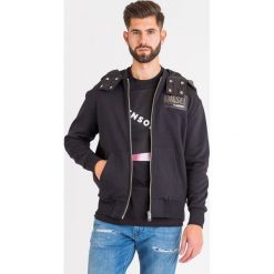 BLUZA DIESEL. Czarne bluzy męskie Diesel, xxl, z aplikacjami, z materiału, z kapturem. Za 653,40 zł.