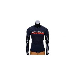 T-shirty męskie: T-SHIRT MĘSKI Z NADRUKIEM S812 – GRANATOWY