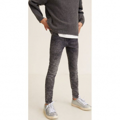 Mango Kids - Jeansy dziecięce Loran 104-164 cm. Szare rurki dziewczęce marki Mango Kids, z aplikacjami, z bawełny. Za 89,90 zł.