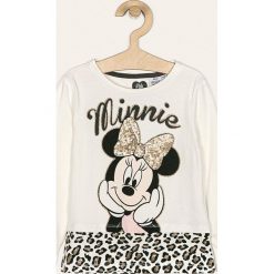Blukids - Longsleeve dziecięcy 98-134 cm. Białe bluzki dziewczęce Blukids, z nadrukiem, z elastanu, z okrągłym kołnierzem, z długim rękawem, długie, bez kaptura. W wyprzedaży za 49,90 zł.