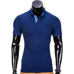 KOSZULKA MĘSKA POLO BEZ NADRUKU S837 - GRANATOWA. Niebieskie koszulki polo męskie marki Ombre Clothing, s, z nadrukiem. Za 29,00 zł.