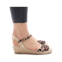 Panterka sandały na koturnie espadryle LLI-3M88-51. Zielone espadryle damskie ButyModne, w paski, z tkaniny, bez obcasa, na koturnie, z paskami. Za 69,00 zł.