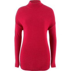 Sweter ze stójką bonprix czerwony. Czerwone swetry klasyczne damskie bonprix, ze stójką. Za 32,99 zł.