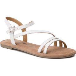 Sandały TAMARIS - 1-28113-22 White 100. Białe klapki damskie Tamaris, bez wzorów, ze skóry, bez obcasa, na obcasie. W wyprzedaży za 149,00 zł.