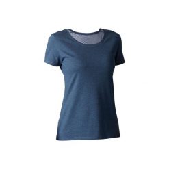 Koszulka krótki rękaw Regular Gym & Pilates 500 damska. Niebieskie bluzki sportowe damskie DOMYOS, l, z bawełny. Za 19,99 zł.