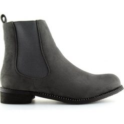 Sztyblety damskie szare NS025P Grey. Szare botki damskie ButyModne, klasyczne, bez obcasa, na płaskiej podeszwie, na zamek. W wyprzedaży za 137,14 zł.