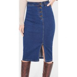 Jeansowa midi spódnica - Granatowy. Niebieskie spódniczki damskie Mohito, bez wzorów, z jeansu, midi. Za 119,99 zł.