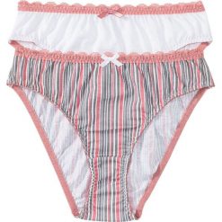 Figi (2 pary), bawełna organiczna bonprix z nadrukiem + biały. Białe figi bonprix, w koronkowe wzory, z bawełny. Za 27,98 zł.