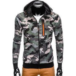 Bluzy męskie: BLUZA MĘSKA ROZPINANA Z KAPTUREM B779 - ZIELONA