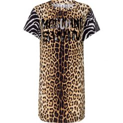 T-shirt MOSCHINO UNDERWEAR. Brązowe t-shirty damskie Moschino Underwear, z nadrukiem, z bawełny, z okrągłym kołnierzem. Za 510,00 zł.