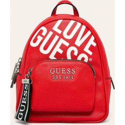Guess Jeans - Plecak. Czarne plecaki damskie Guess Jeans, z nadrukiem, z bawełny. W wyprzedaży za 479,90 zł.